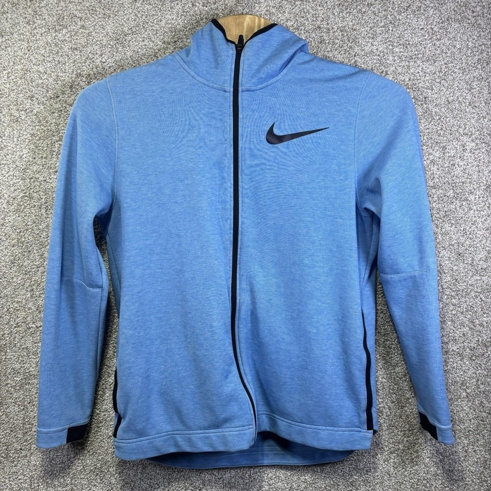 Nike Hoodie Mens‎ XL Blue Dri-FIT Full Zip Basketball Swoosh Logo Sweatshirt